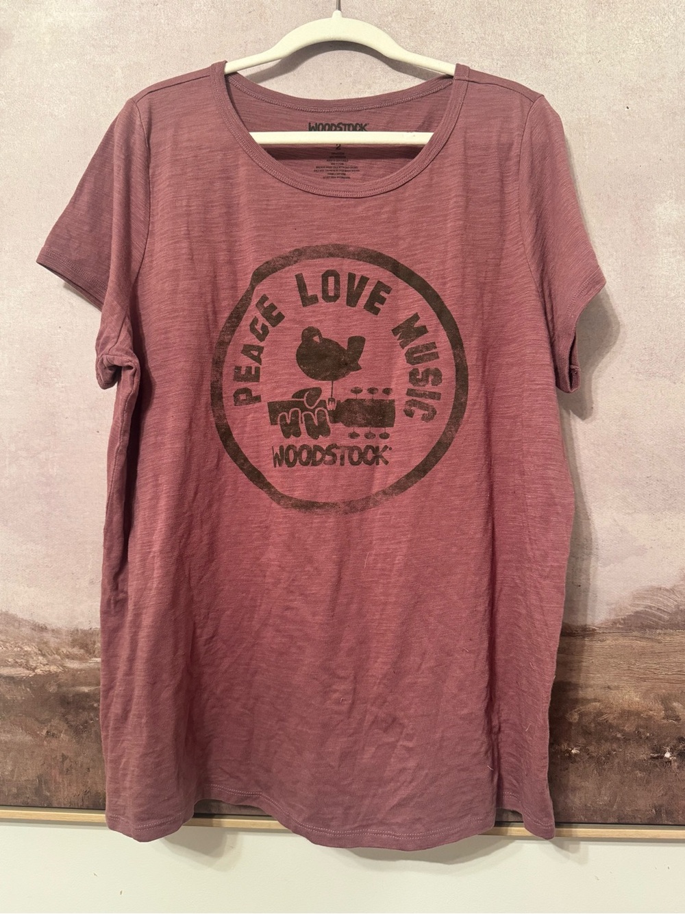 WOODSTOCK  | Peace Love Music Tee / Size 2 like 2XL